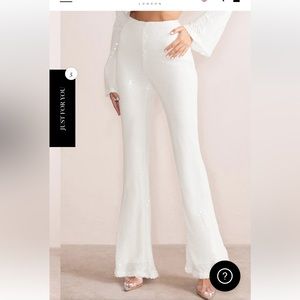 White sequin pants